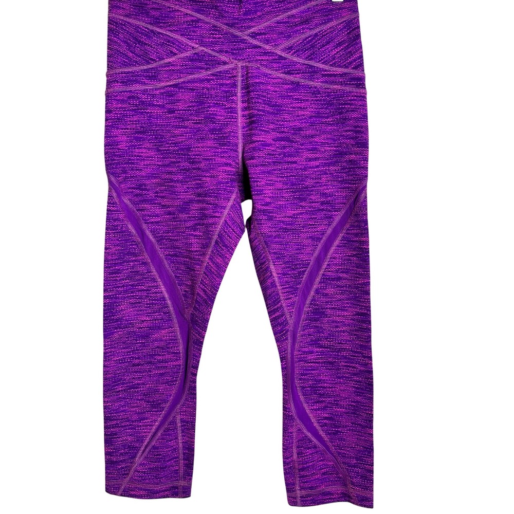 LULULEMON Tight Stuff Crop II Purple Space Dye Mesh Leggings Size 8 Med Yoga Gym